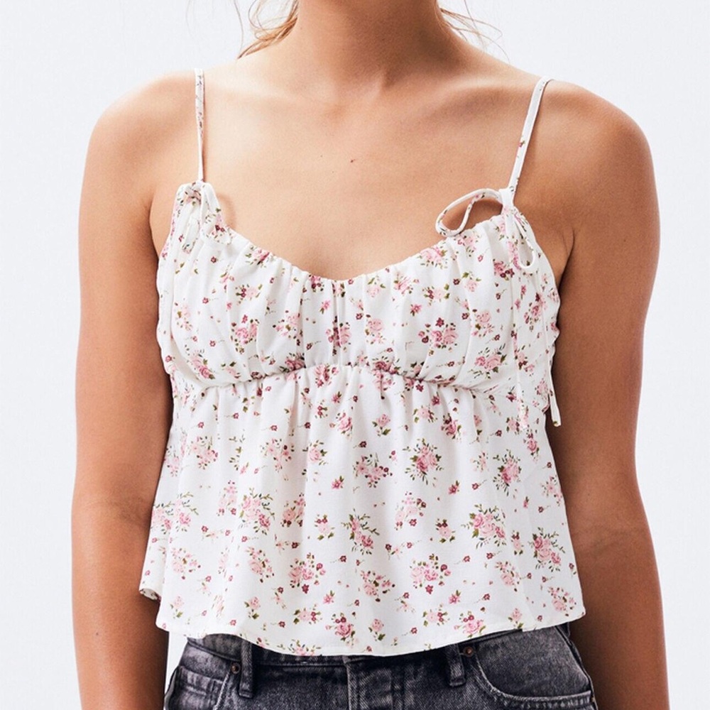 LA Hearts Tie Strap Baby Doll Tank Top in Light Blue